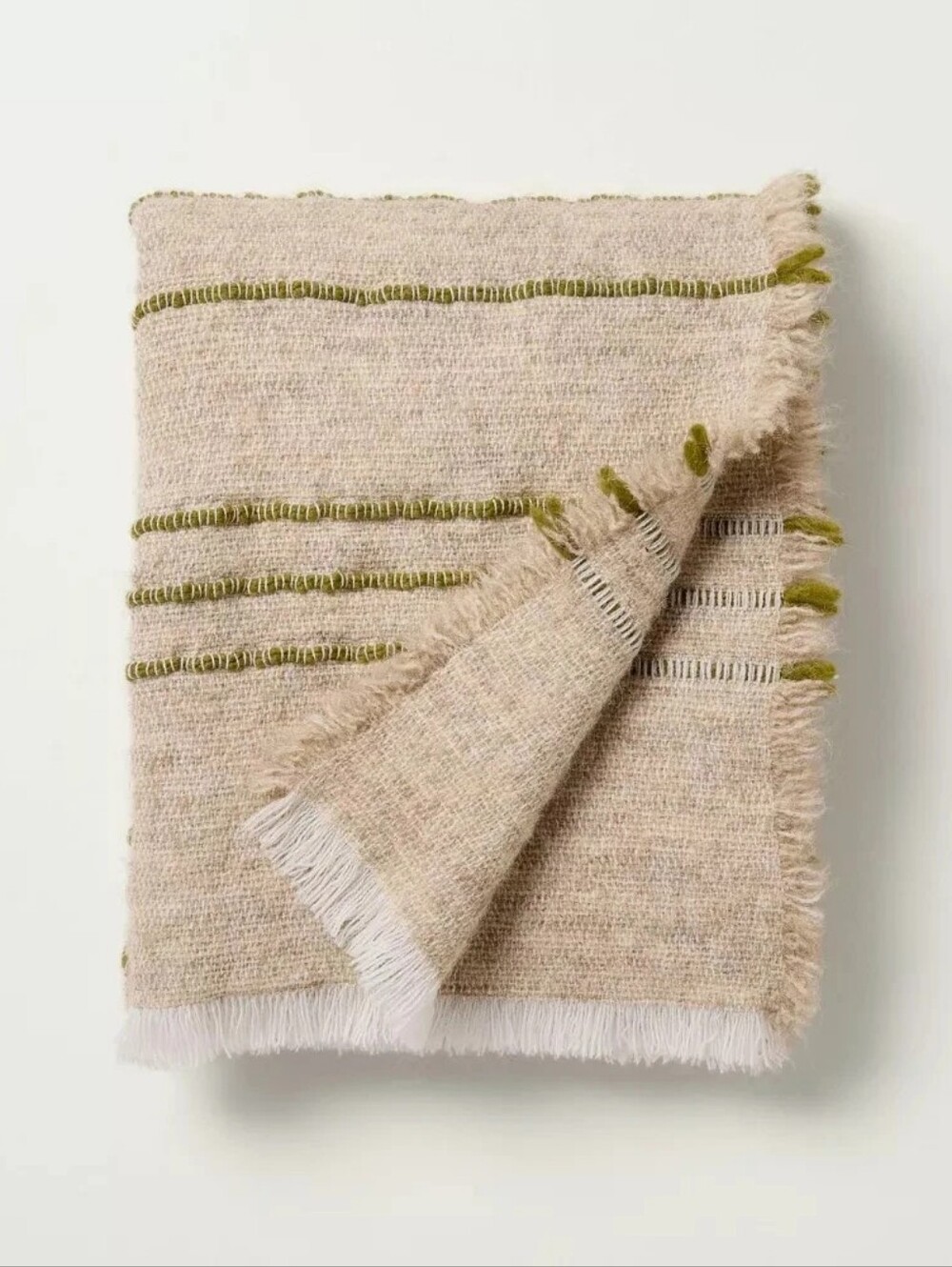 Cozy Stripe Throw Blanket Green/Tan - Hearth & Hand with Magnolia